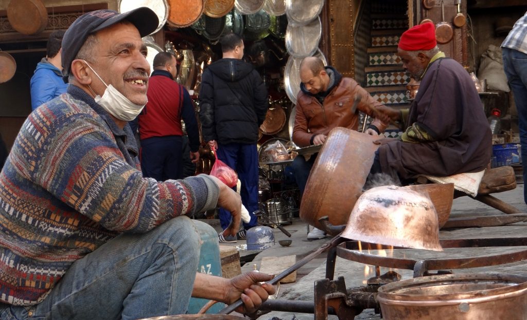 Crafts are practised in the open or in tiny workshops around the medina