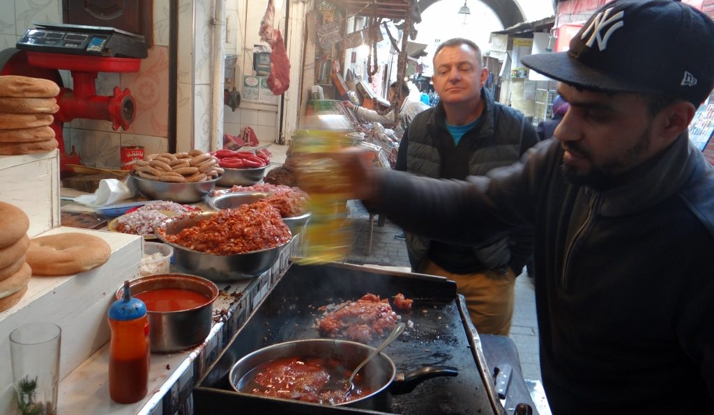 This chap made us some delicious chicken and turkey flatbreads for €1