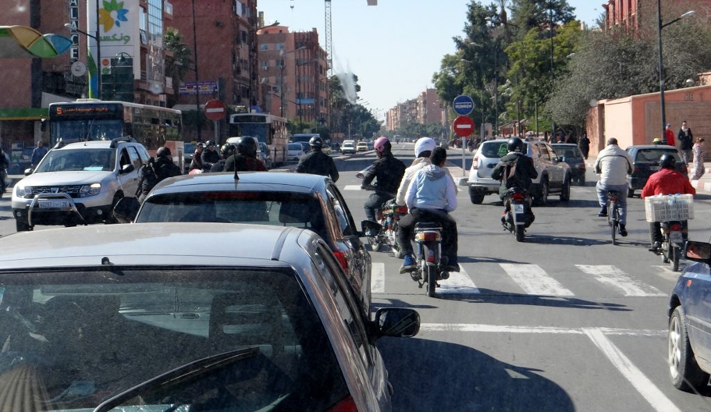 Driving into central Marrakech