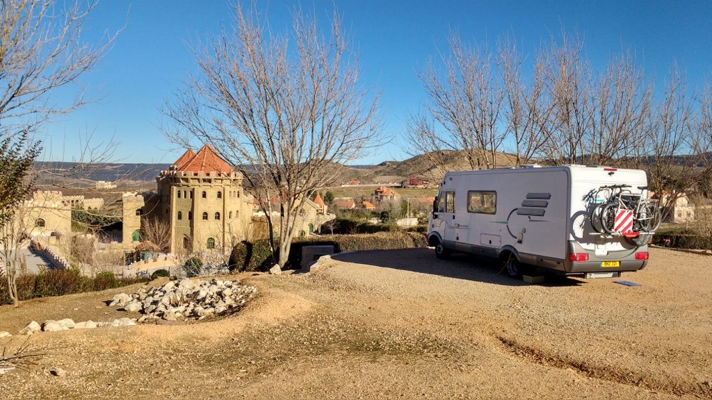 Phil and Jules have prime position in Big Ben, looking out over the site entrance and to the valley beyond