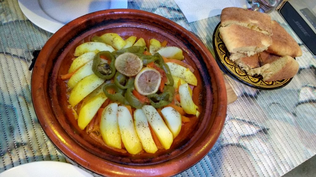 Chicken tagine cooked by the campsite for €5 a head. Absolutely delicious. Another is on order for tonight.