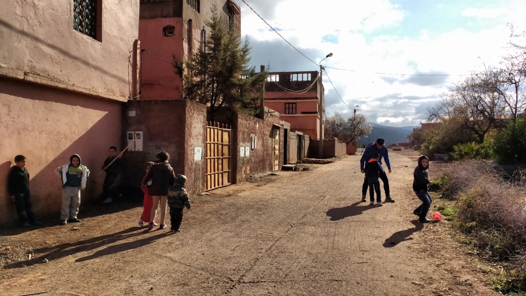 Phil and Jules played a bit of footy with the kids in Ouzoud
