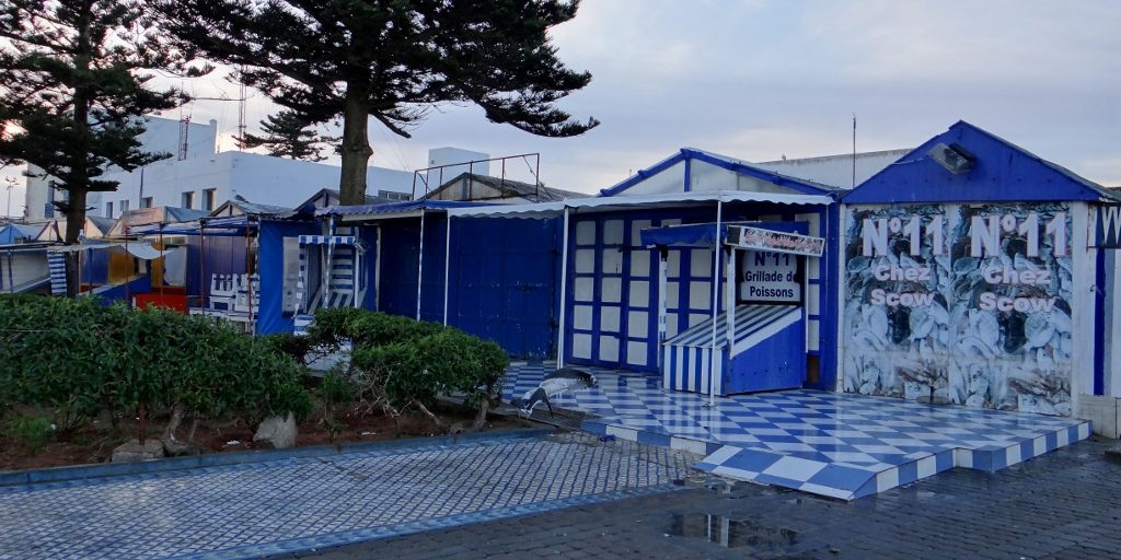 Recommendation: don't eat in any of these fish stalls, go find somewhere else in the medina