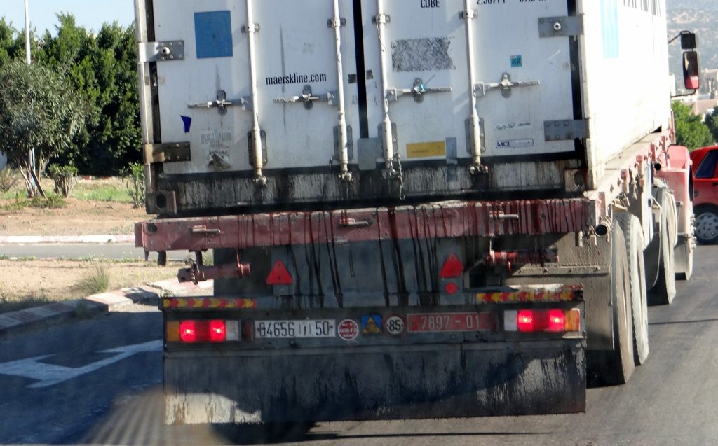 Blood(?) flowing from the back of a lorry as we entered Agadir