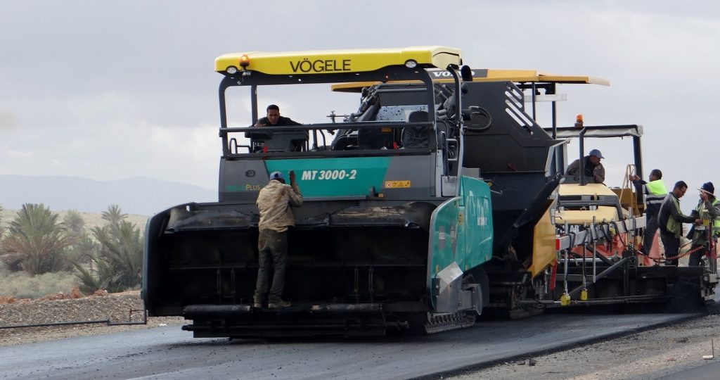 Spanking new tarmac being laid in Morocco. The roads here seem 100% better than we remember than from 5 years back