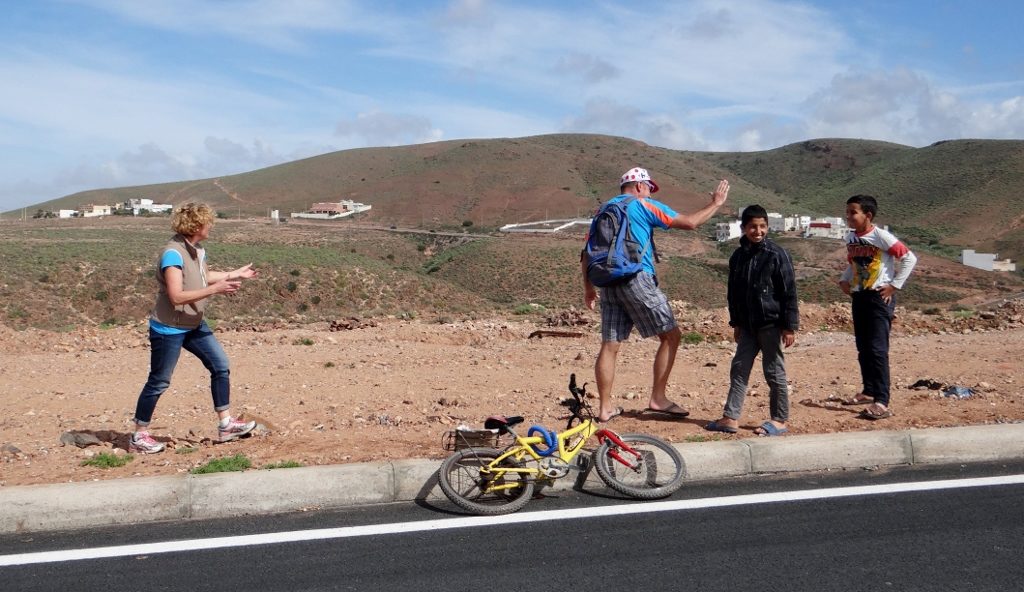 Phil and Jules having fun with some local nippers