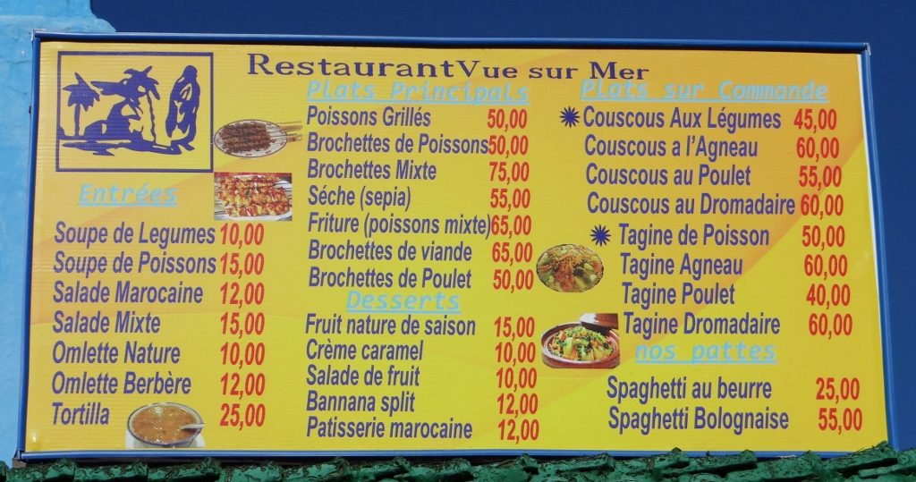 Divide by ten to get euro prices, so a banana split is €1.20.