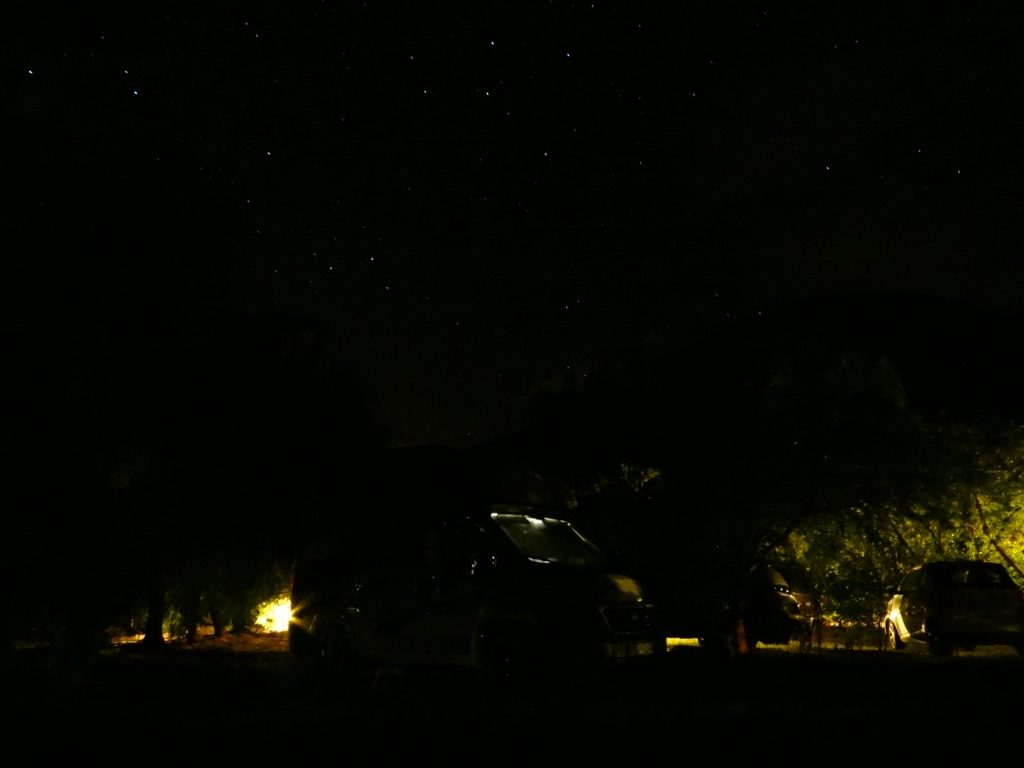 Even these low-level lights get turned off at night, making the site beautifully dark and star-struck