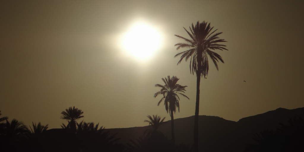 Sunrise over Tata, taken from our motorhome's door