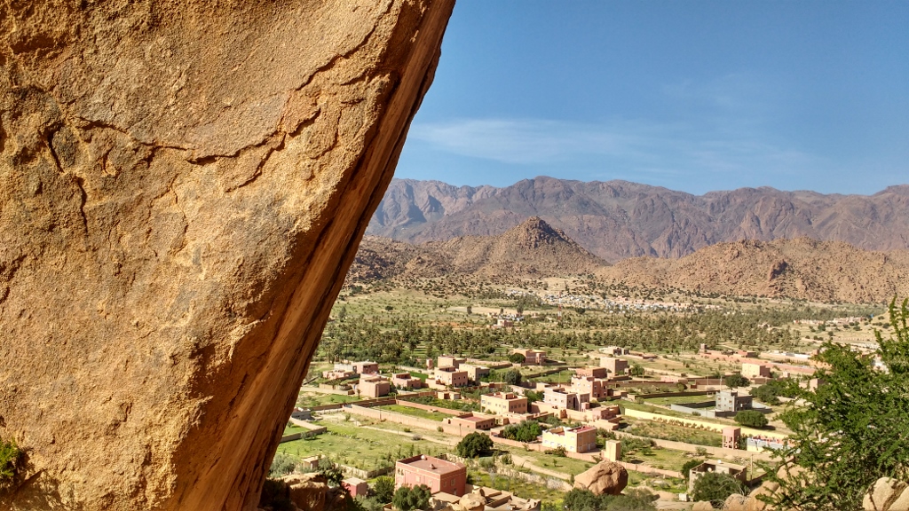 Tafraoute from above. I failed to finish this climb, finding myself up against a small cliff near the top