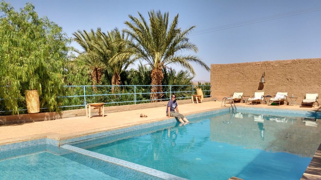 Cold! The swimming pool at the Hamada du Draa, beautifully cool in 30 degree heat