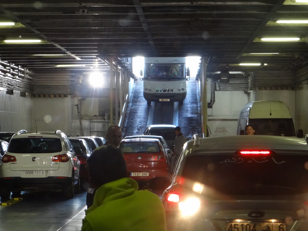 You had to drive onto the ferry, down a ramp, turn around in the dark and then reverse to the back. Here comes Big Ben down the ramp!