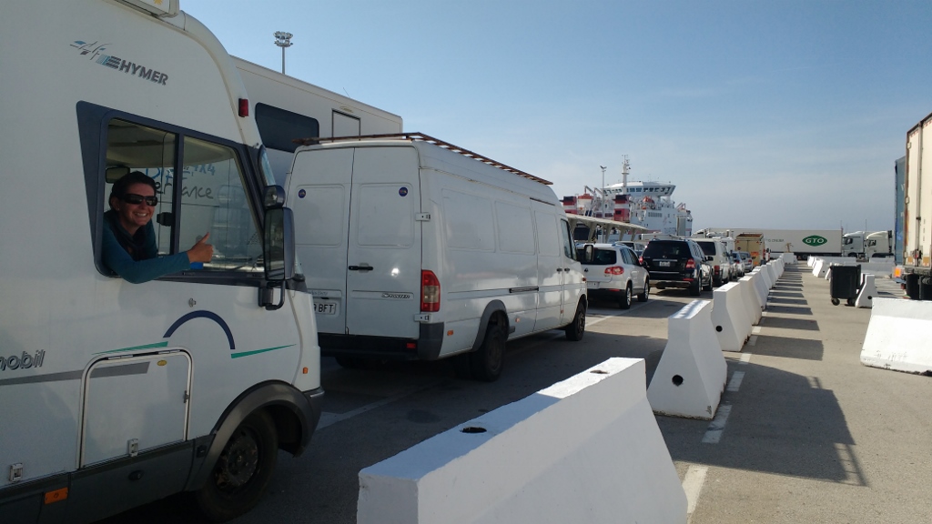 Queuing for the ferry at Tanger Med, Morocco