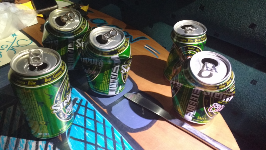 Beers! We sat in the van and chatted with Phil and Jules. Tired, exhilarated, a little proud at what we'd done and relieved. Two cans and we were done.