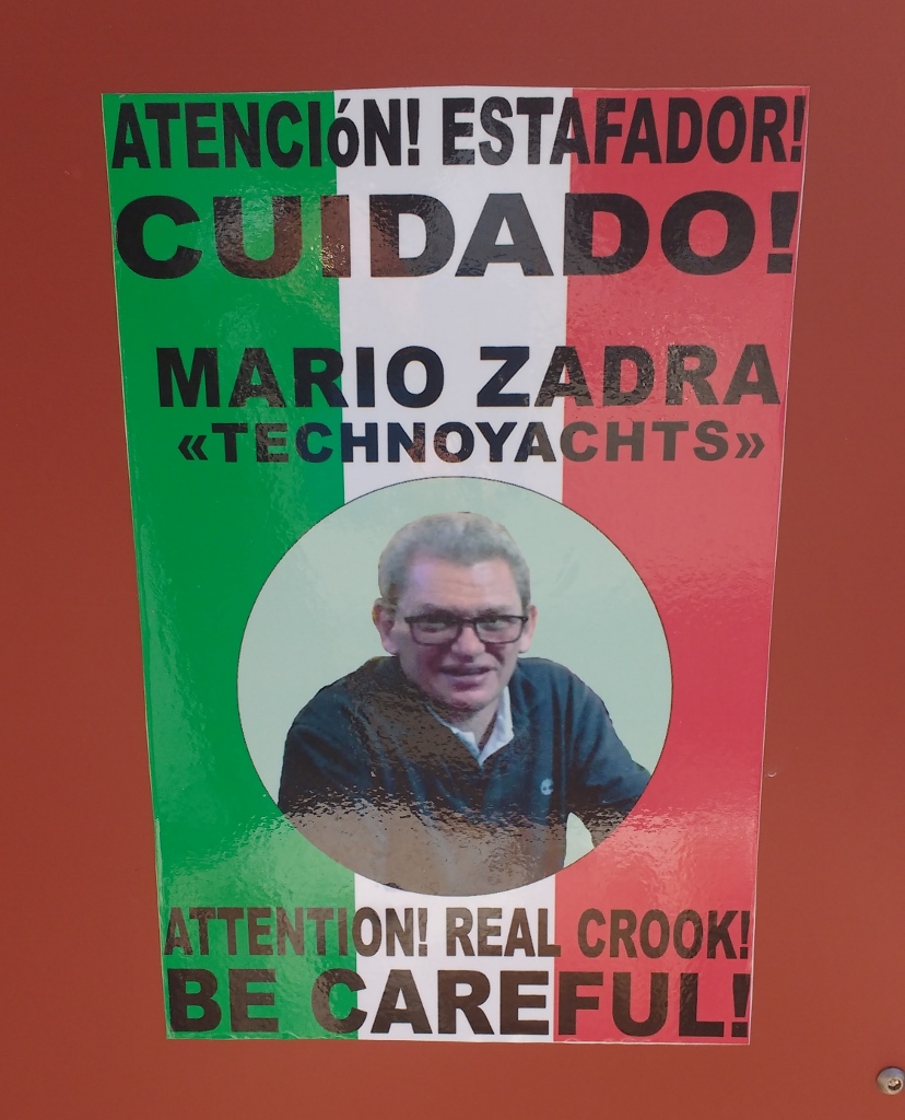 A notice alongside the marina here. Someone's clearly not happy with Mario...