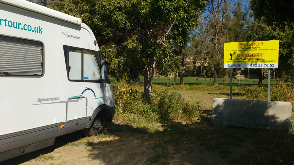 Yes, we did park up right next to the 'Danger, you Might Get Hit by Golf Balls' sign. Doh.