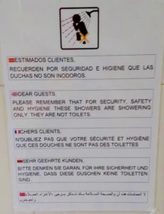 campsite shower sign