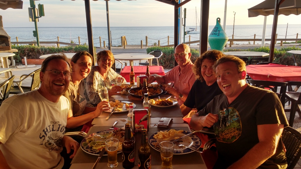 Dinner for six. With cold beers, lamb and paella we had a great feast!