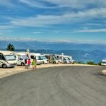 Motorhomes on Col de Grand Colombier for Tour de France