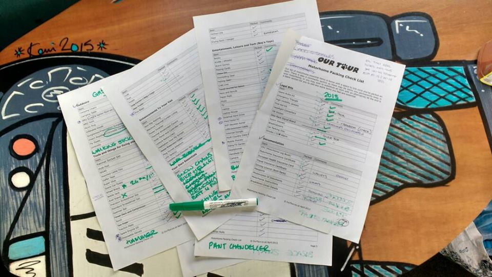 motorhome packing list