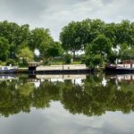 The Roanne Motorhome Aire - just visible through the bushes!