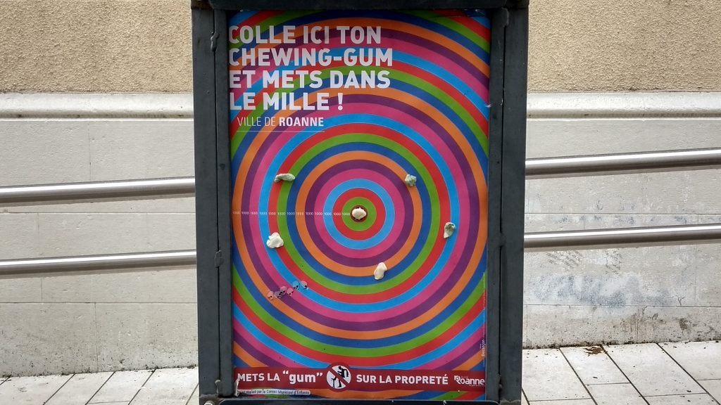 A novel way to keep chewing gum off the streets - a sort of sticky dart board?