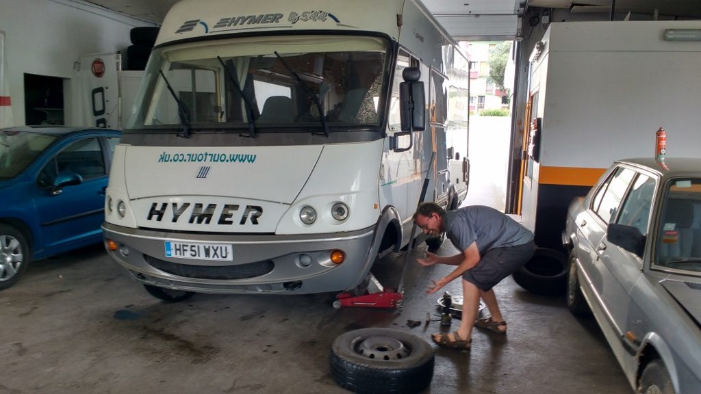Mucking about in Garage #2. We've seen the inside of a fair few French garages over the years, and we knew it'd get fixed sooner or later, so why not have a bit of craic?