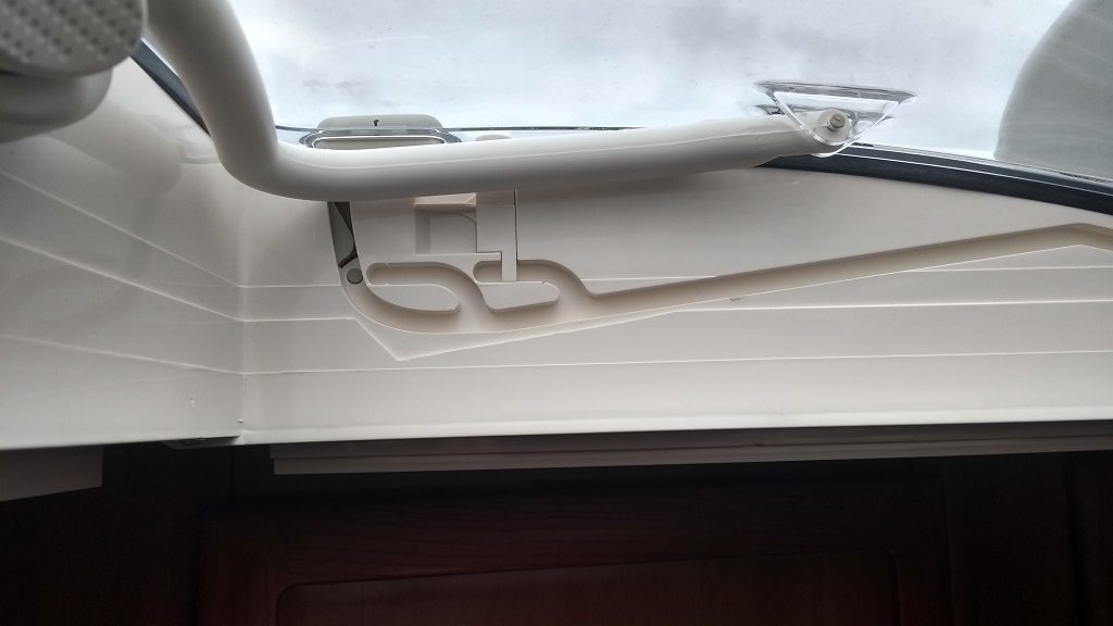 Two v-shaped sections removed a few days after installation lets the skylight open, huzzah!