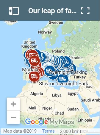 Our Leap of Faith Motorhome Overnight Stopover Map Blog