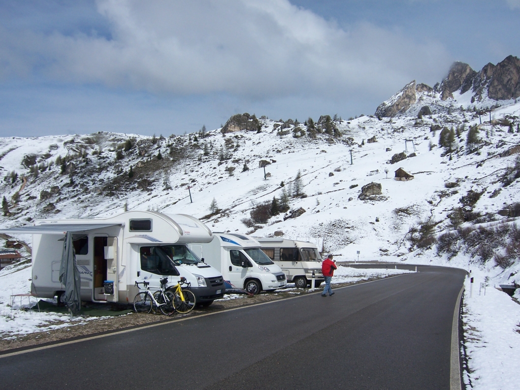 Motorhome Alps Italy Snow Dolomites Winter