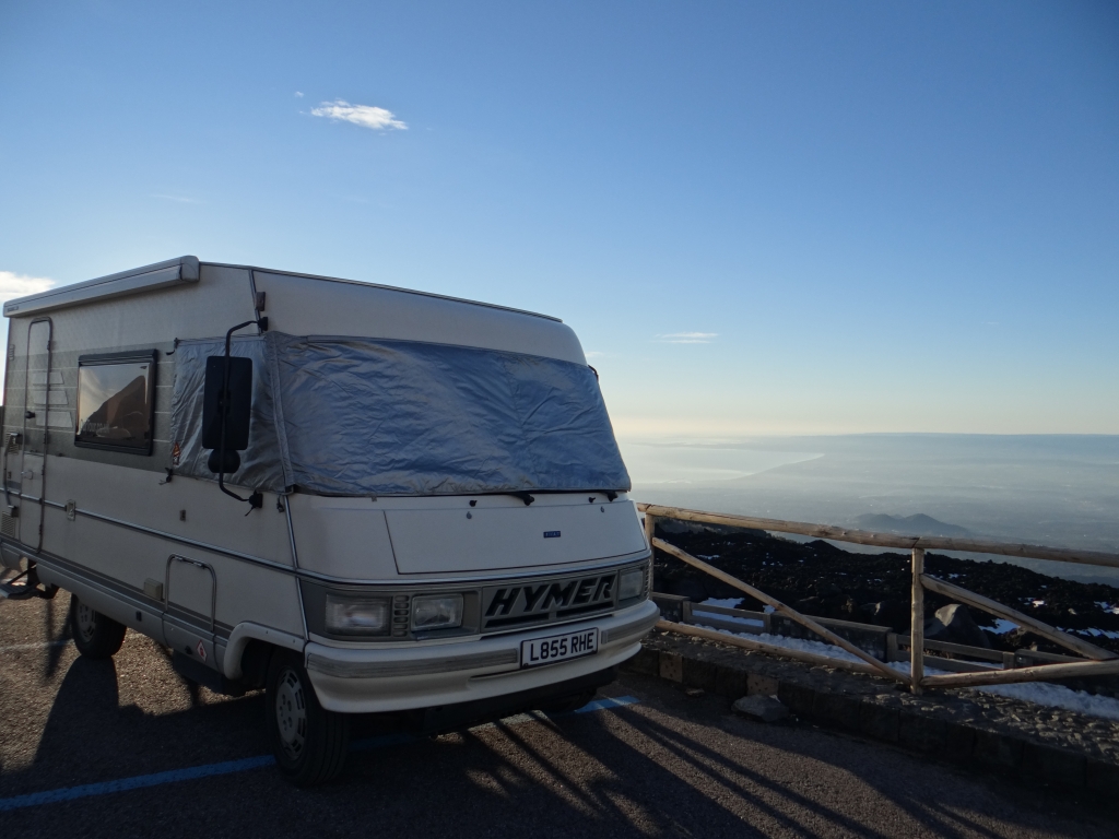 Motorhome Mount Etna Volcano Sicily Italy