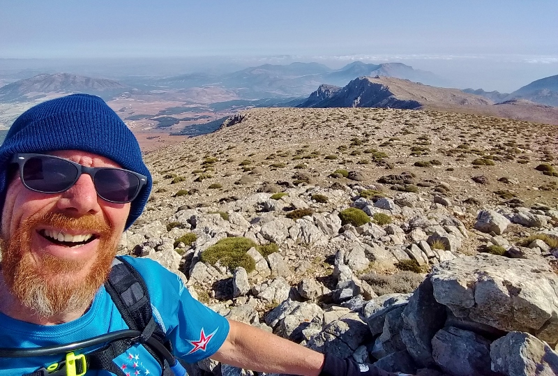 Jay wrapped up at the top of Sierra Maria