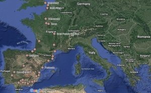 motorhome tour overnight stops on map