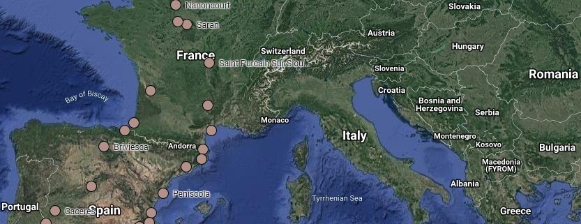 motorhome tour overnight stops on map