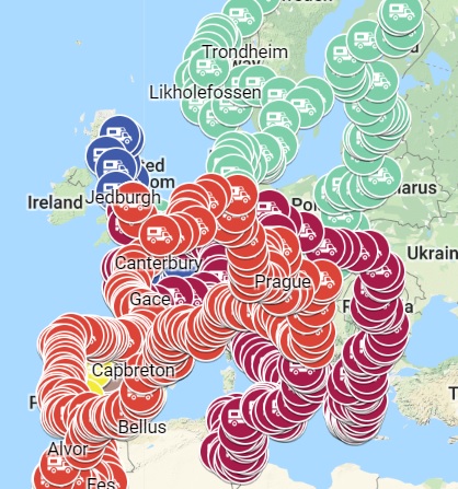 An OurTour Motorhome Overnight Stop Campsite Aire France Passion Brit Stop Map of Europe and North Africa