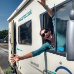 setting off on a motorhome tour of Europe in queue at Dover