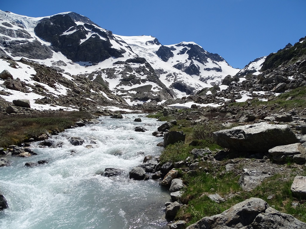 Glacial melt flowing down the valley