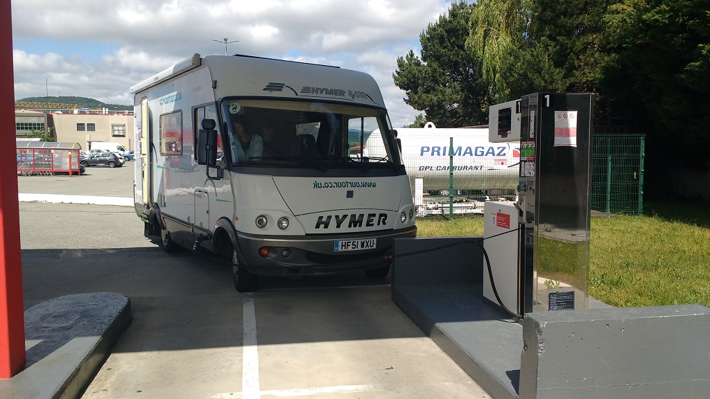 Filling LPG GPL Gas Tanks at a Petrol Station in France