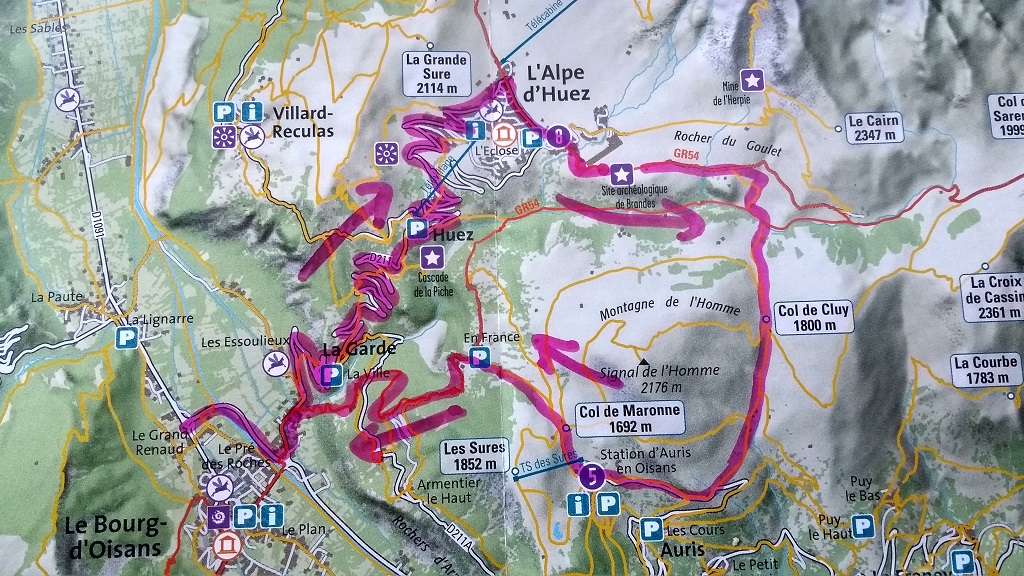 Jay's 25 mile running route up in the mountains above Le Bourg d'Oisans