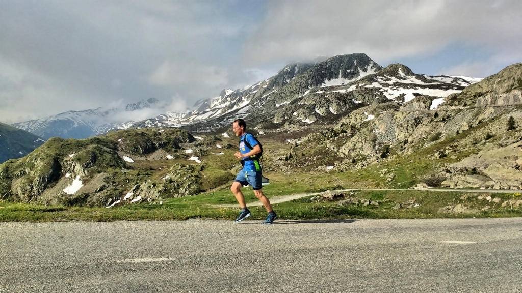 Running up to Col de la Croix de Fer, France