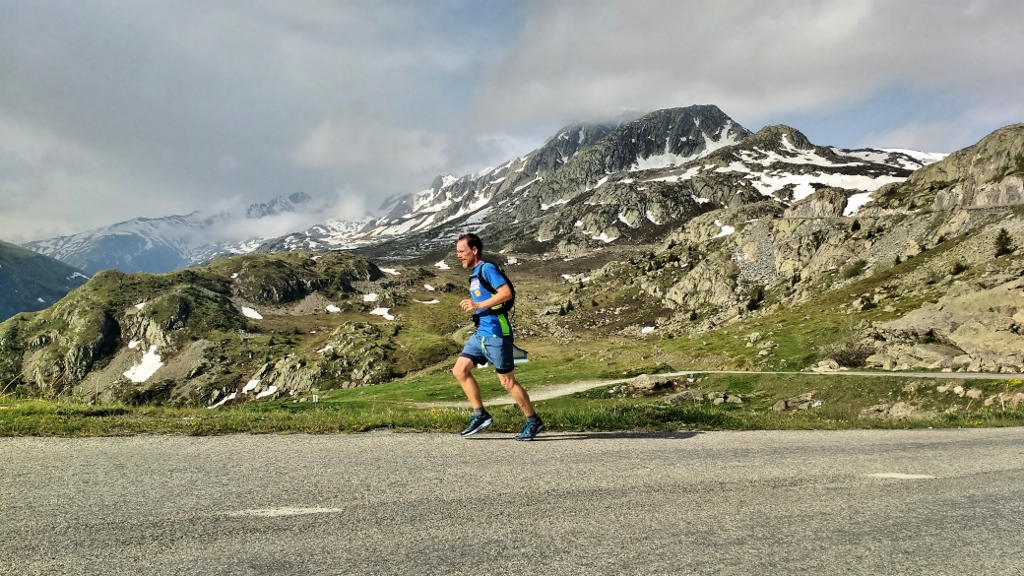 Running up to Col de la Croix de Fer, France