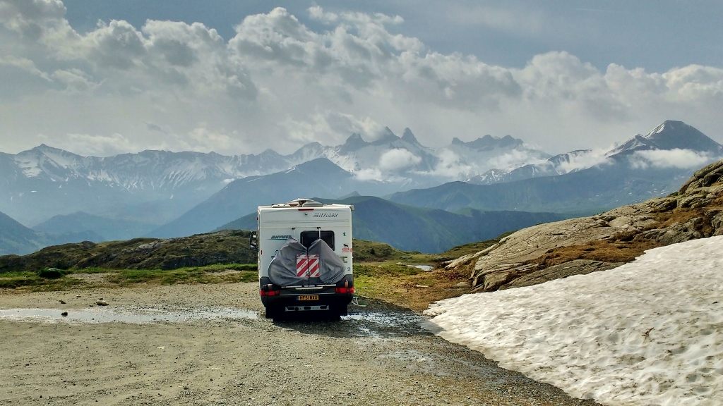 Motorhome on Col de la Croix de Fer, France