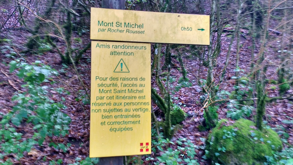 Mont St Michel walk signpost, Challes-Les-Eaux, France