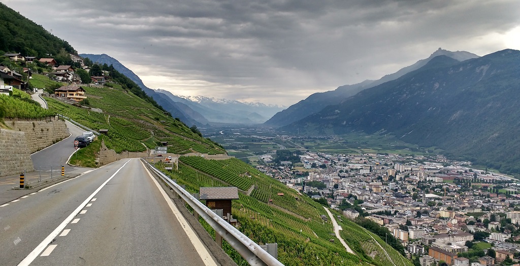 Col de la Forclaz looking down at Martigny
