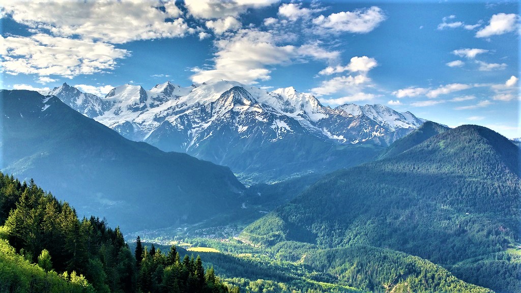 The Mont Blanc massif viewed from Plaine Joux.