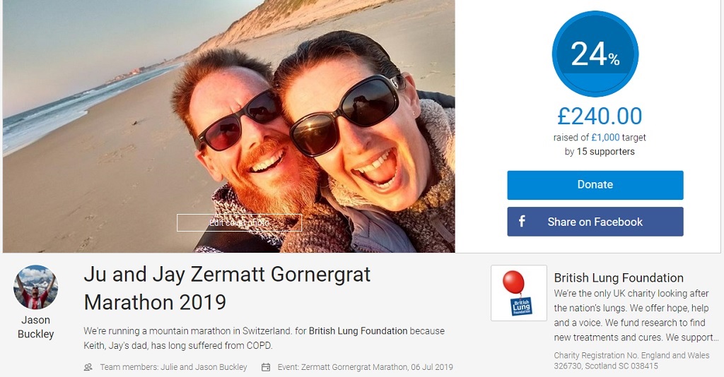 JustGiving Page for British Lung Foundation