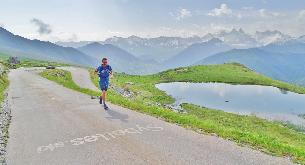 Running up to Col de la Croix de Fer, France