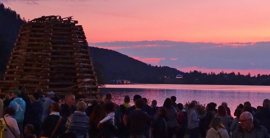 sunset over the bonfire in Gerardmer, France