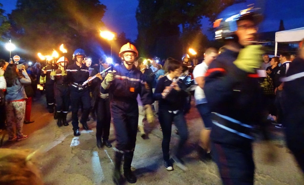 Fire fighters parade in Gerardmer France