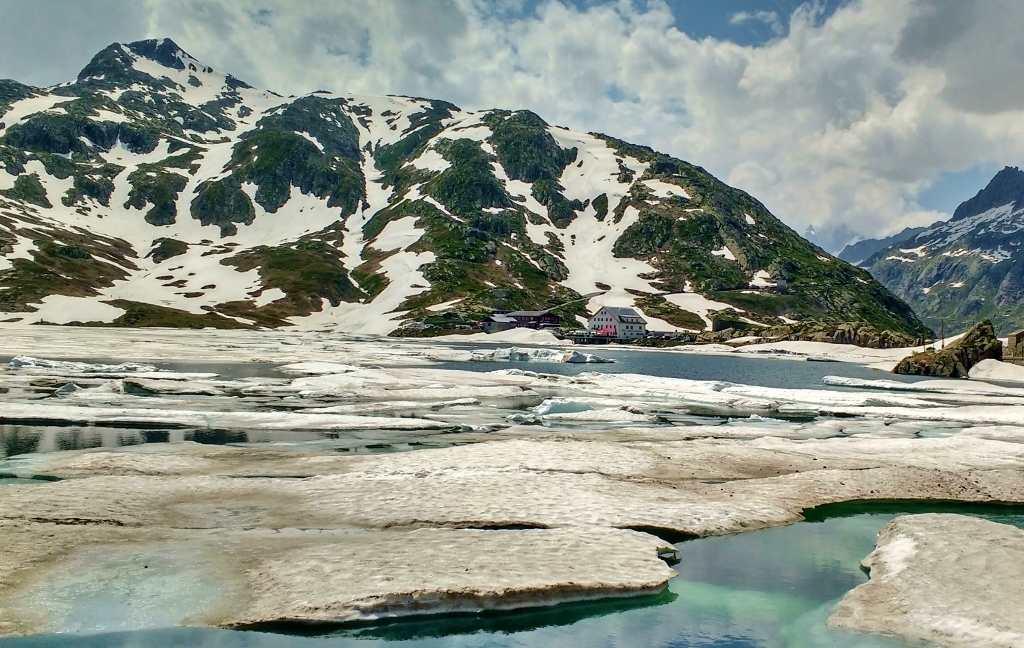 Frozen lake on Grimselpass